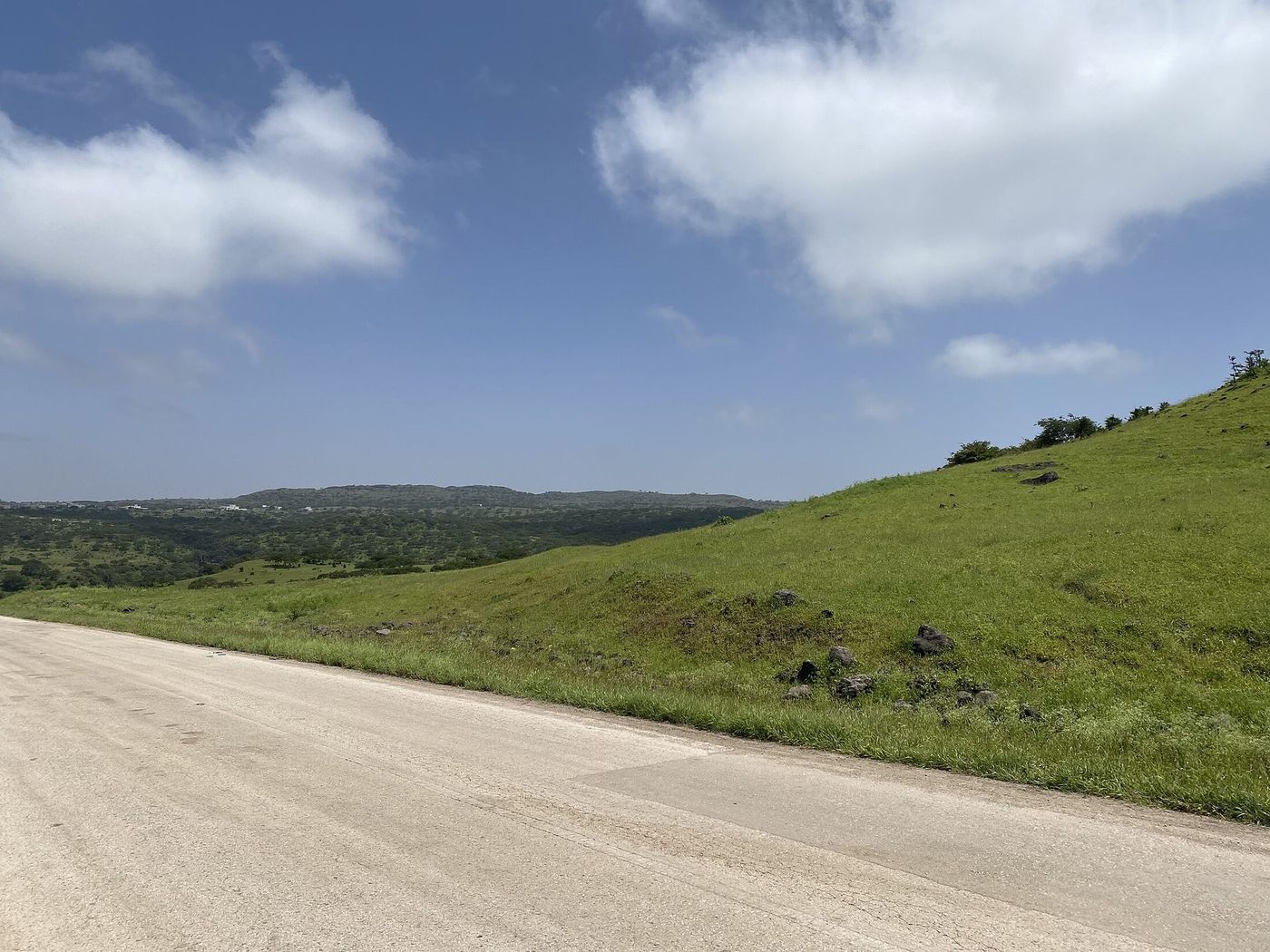 Green hills above Salalah in Dhofar during the khareef monsoon season