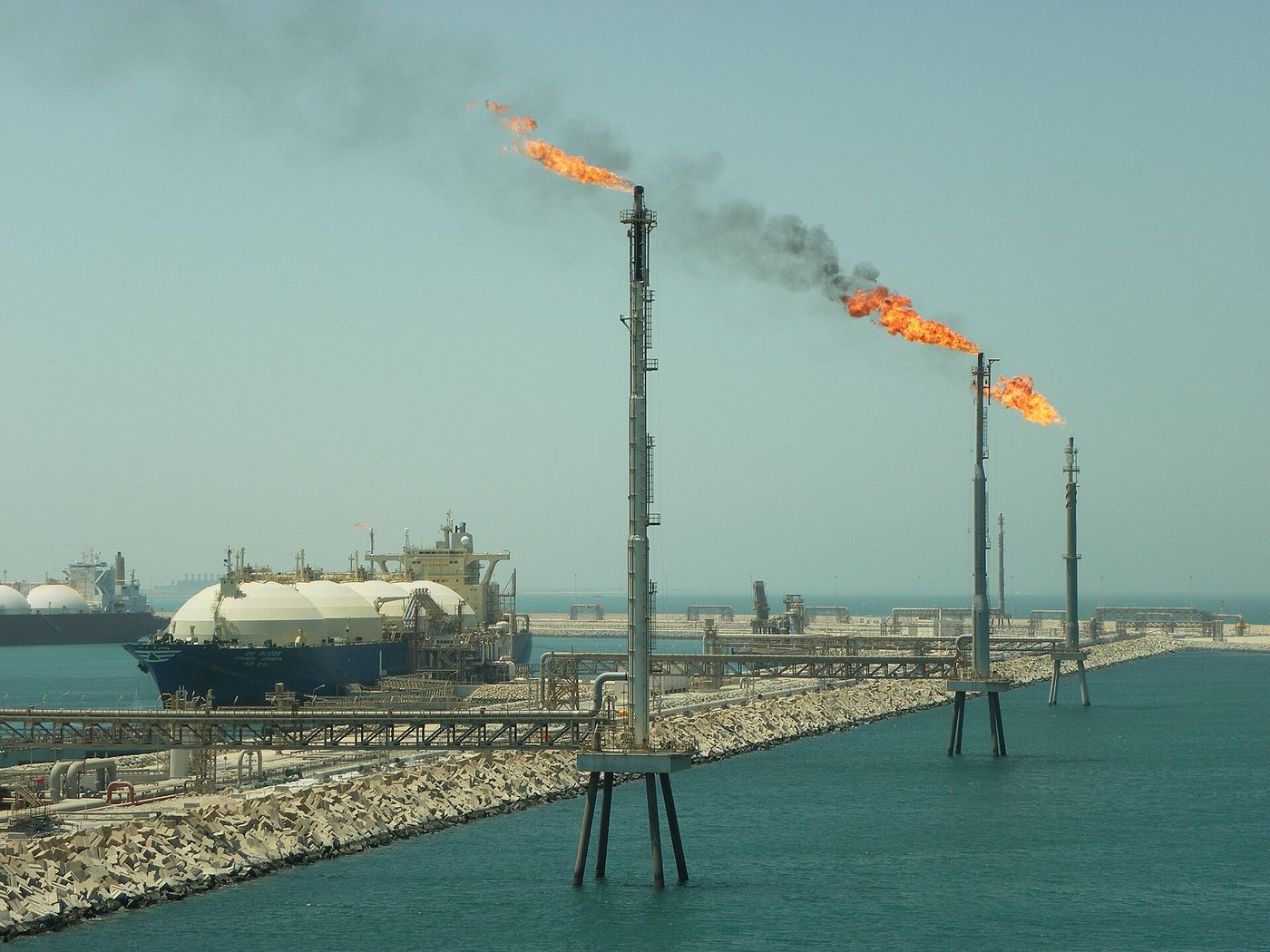 The industrial shoreline of Ras Laffan, Qatar